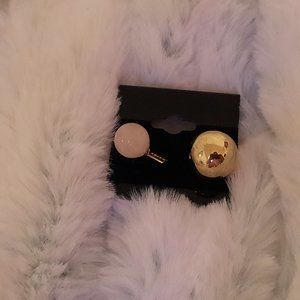 Coach Rose Quartz/gold ball reversable earrings